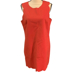 J. Crew Scalloped Edge Sleeveless Coral Shift Dress Sz 12